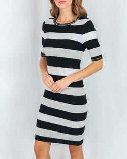 Block-Stripe Lurex Knit Dress