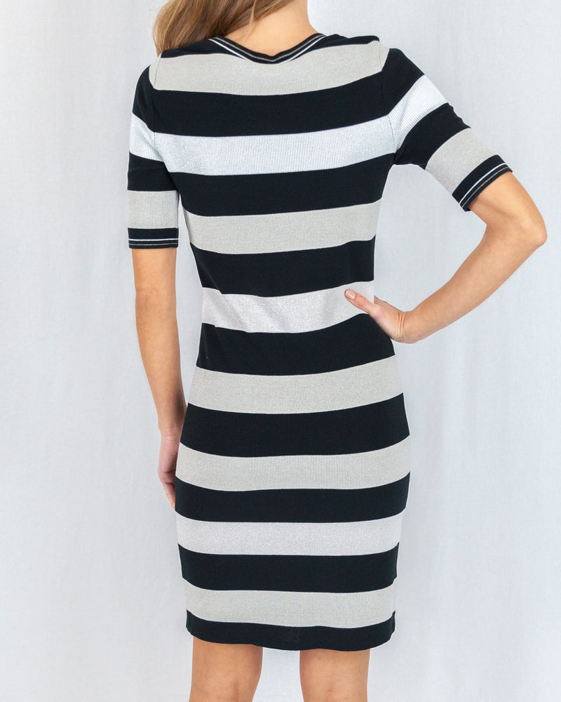 Block-Stripe Lurex Knit Dress