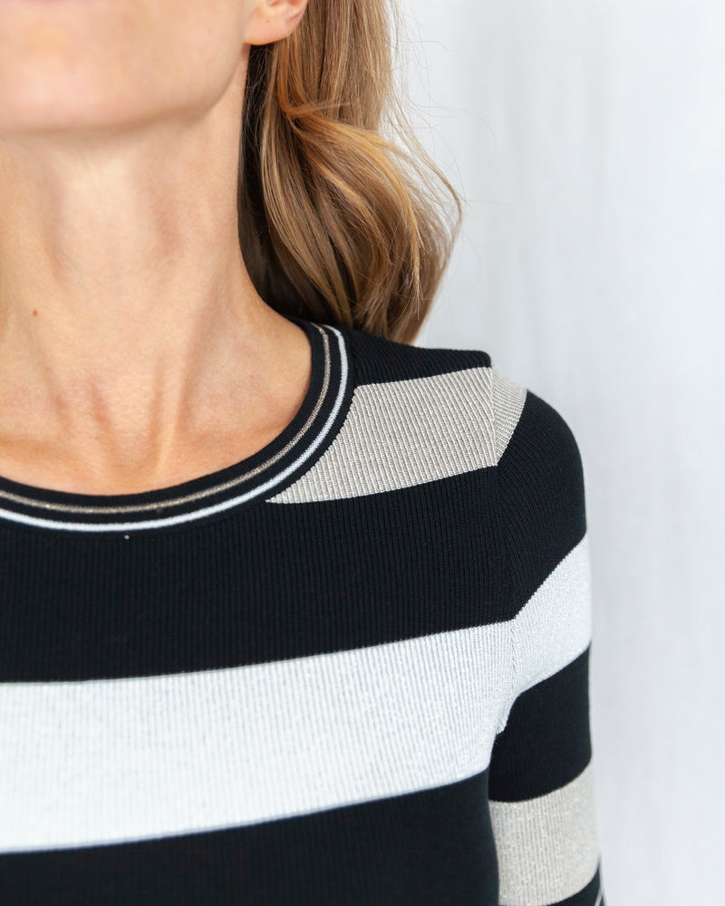 Block-Stripe Lurex Knit Dress