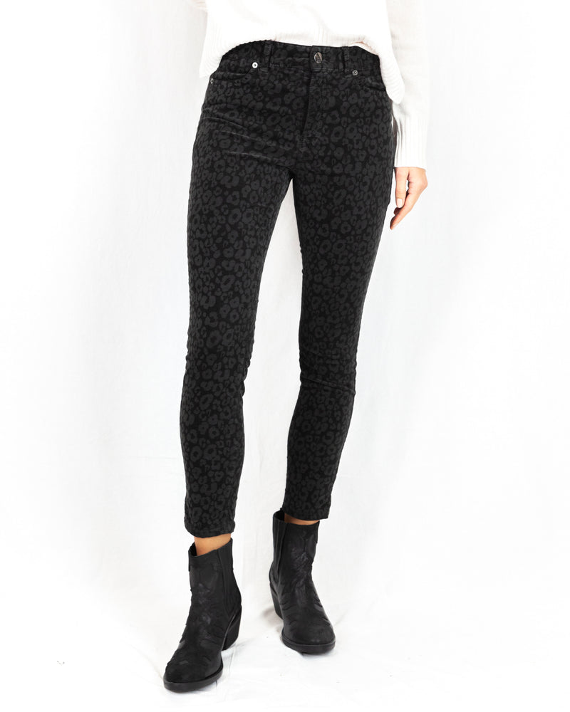 Last Pair - Soft Velvet Leopard Print Jean