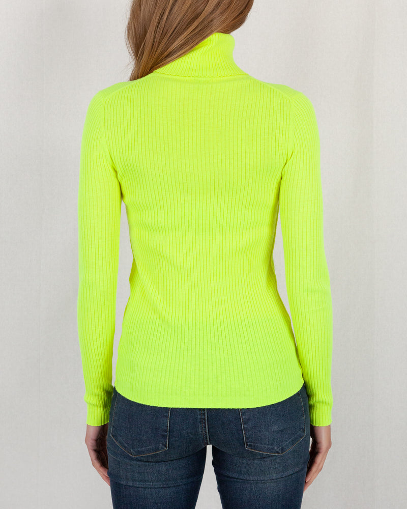 Soft Ribbed Roll Neck Sweater In Neon