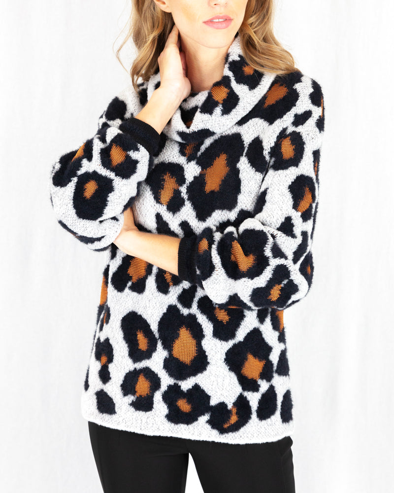 Large Leopard Print Soft Sweater