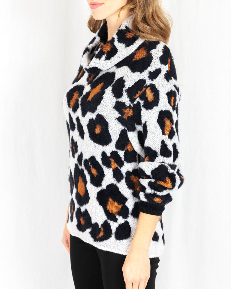 Large Leopard Print Soft Sweater