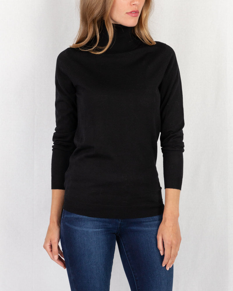 Essential Black Fine Knit Roll Neck