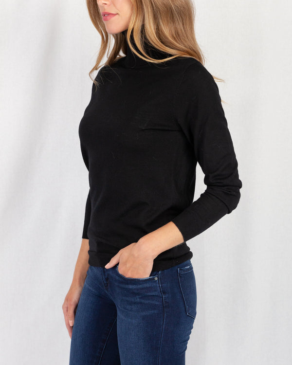 Essential Black Fine Knit Roll Neck