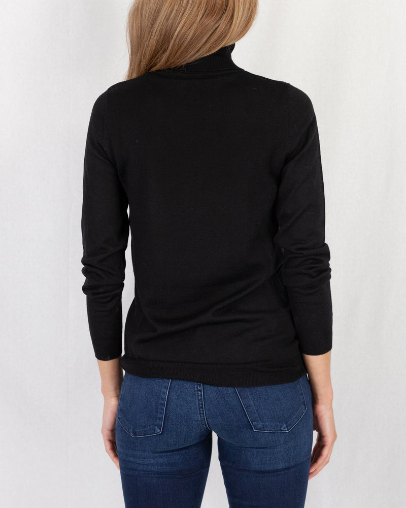 Essential Black Fine Knit Roll Neck