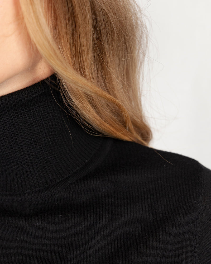 Essential Black Fine Knit Roll Neck