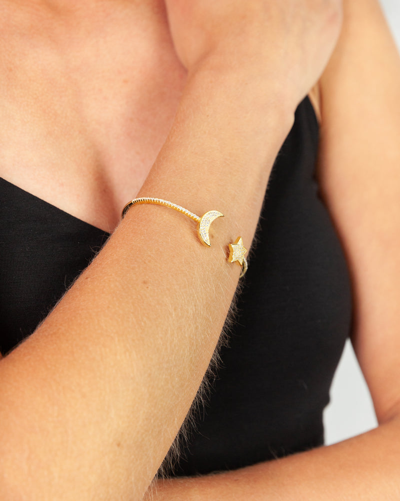 Star and Moon Clasp Bangle