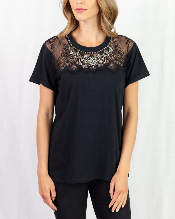 Lace Embellished T-Shirt