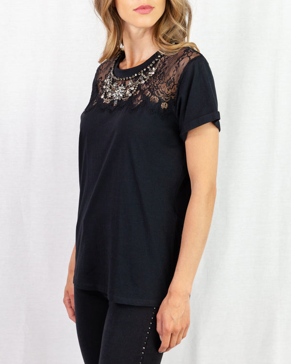 Lace Embellished T-Shirt