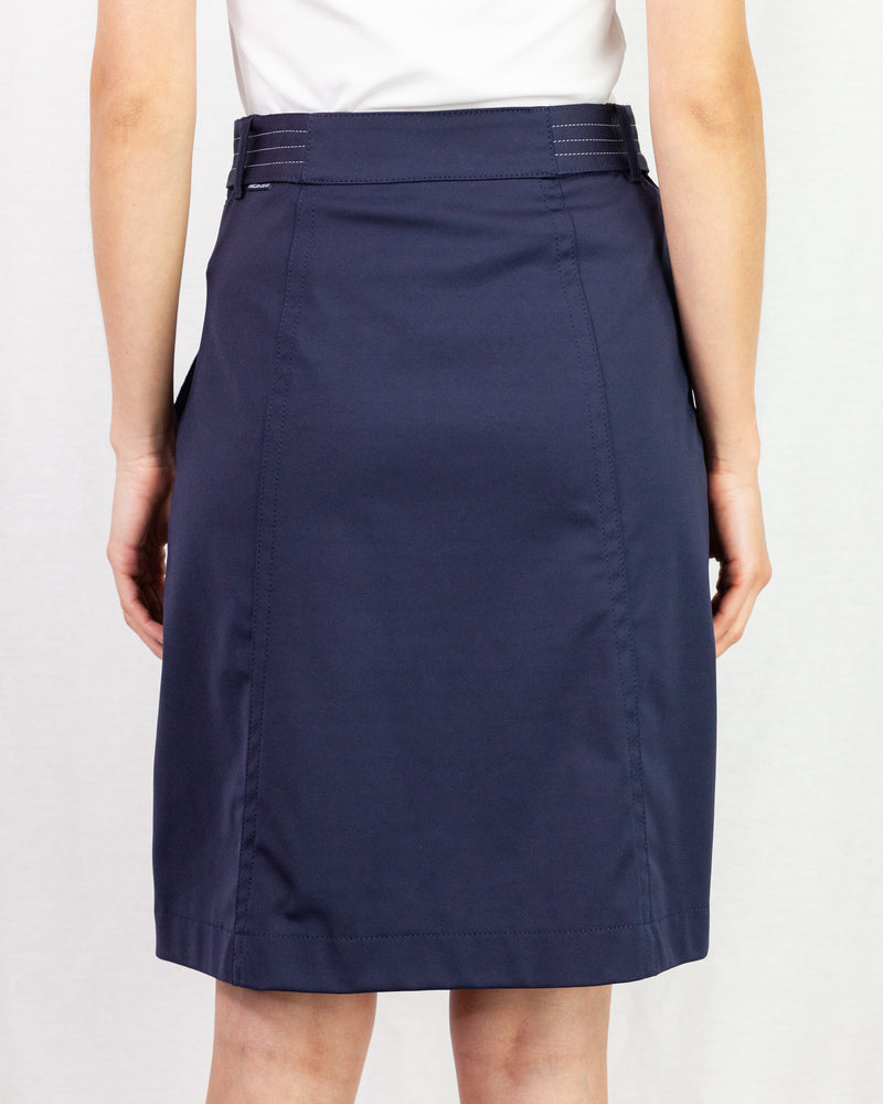 LAST ONE Belted Knee Length Skirt With Buttons