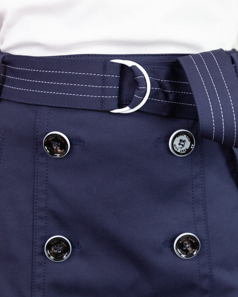 LAST ONE Belted Knee Length Skirt With Buttons