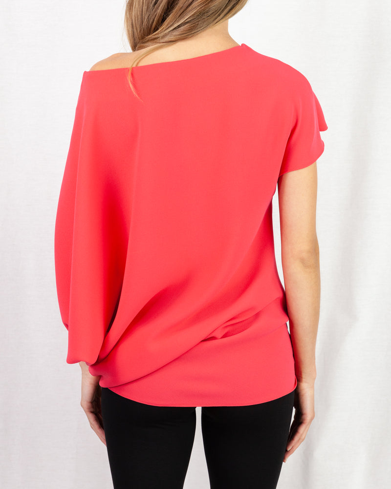 Coral Loose fit asymmetric draped tunic top