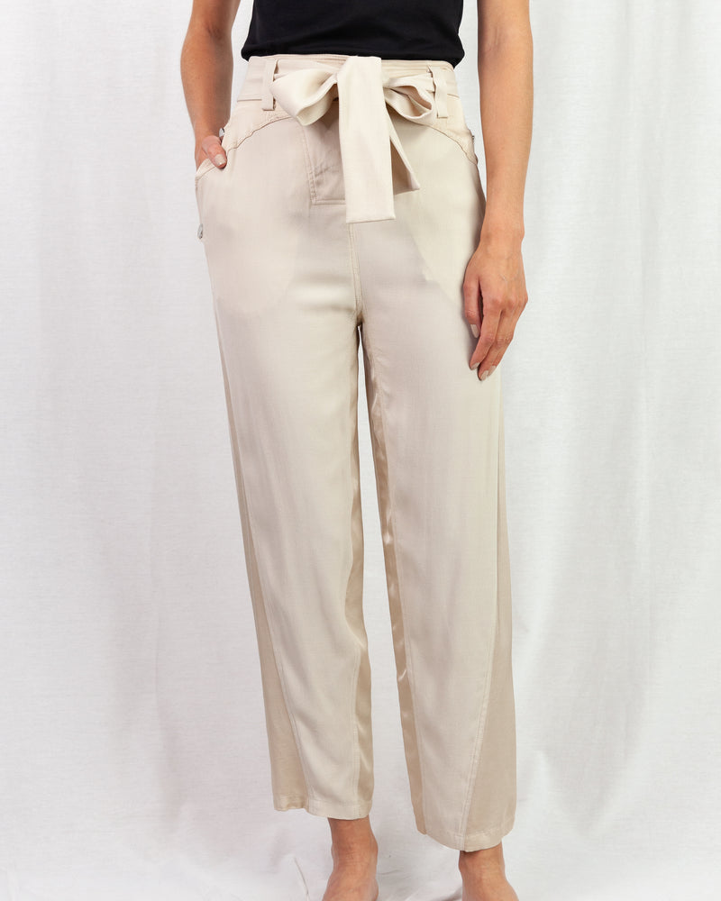 Sand high waisted loose leg trousers