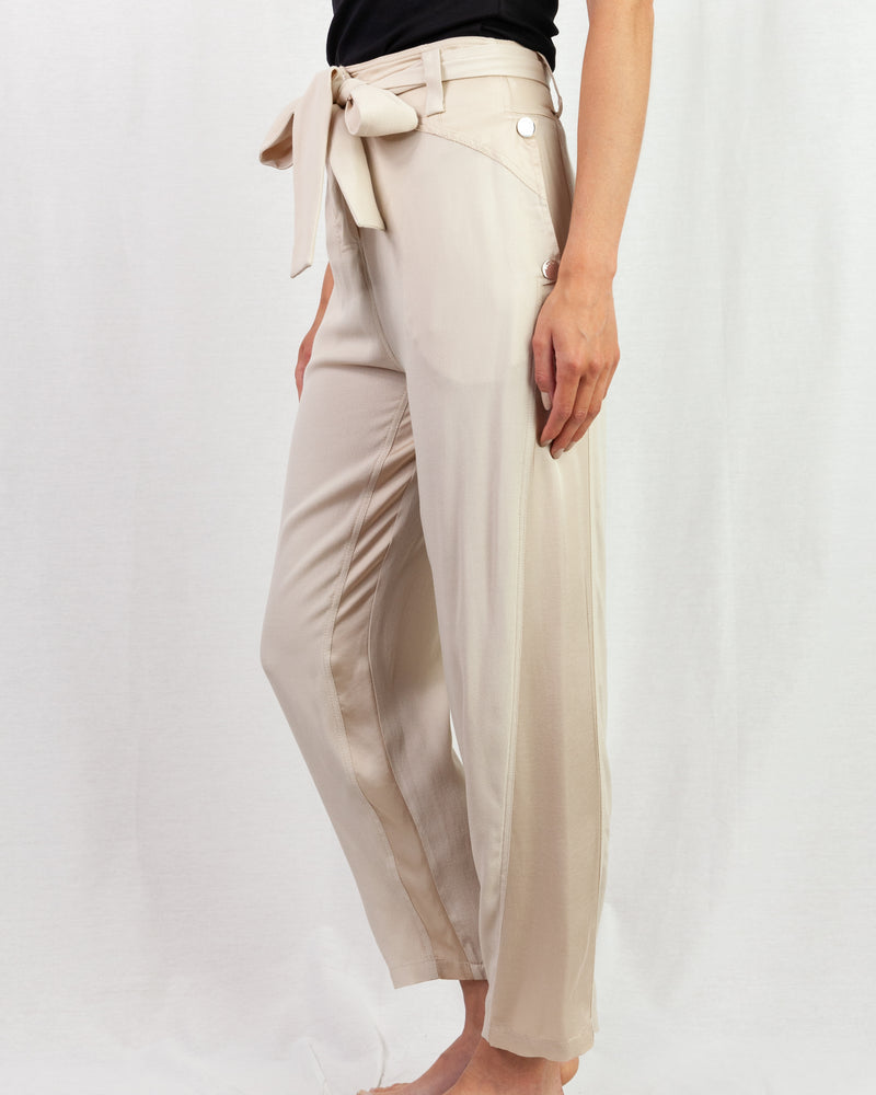 Sand high waisted loose leg trousers