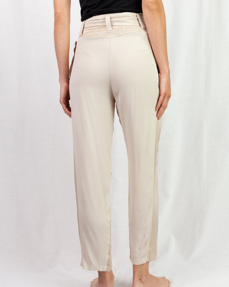 Sand high waisted loose leg trousers