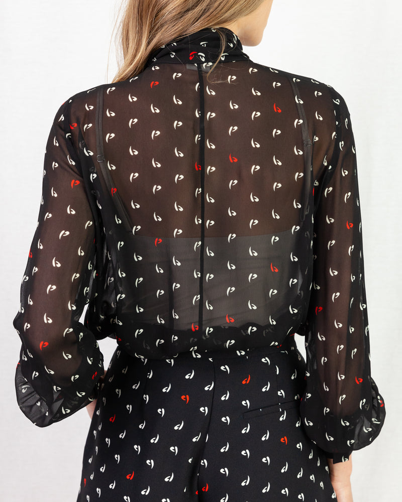 Black Loose fit printed blouse