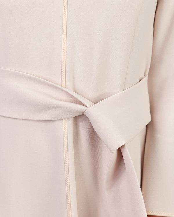 Pastel pink v neck midi length dress