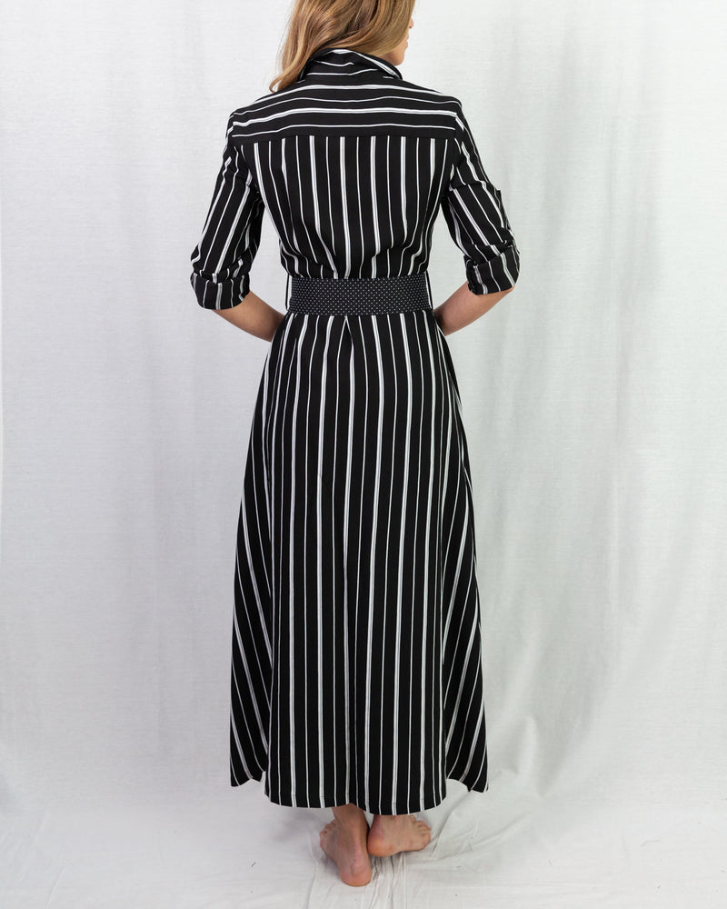 Pinstripe button-through shirt dress
