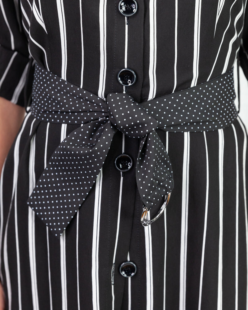 Pinstripe button-through shirt dress