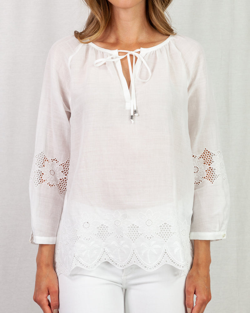 White Broderie Anglaise cotton blouse