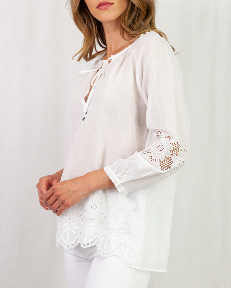 White Broderie Anglaise cotton blouse