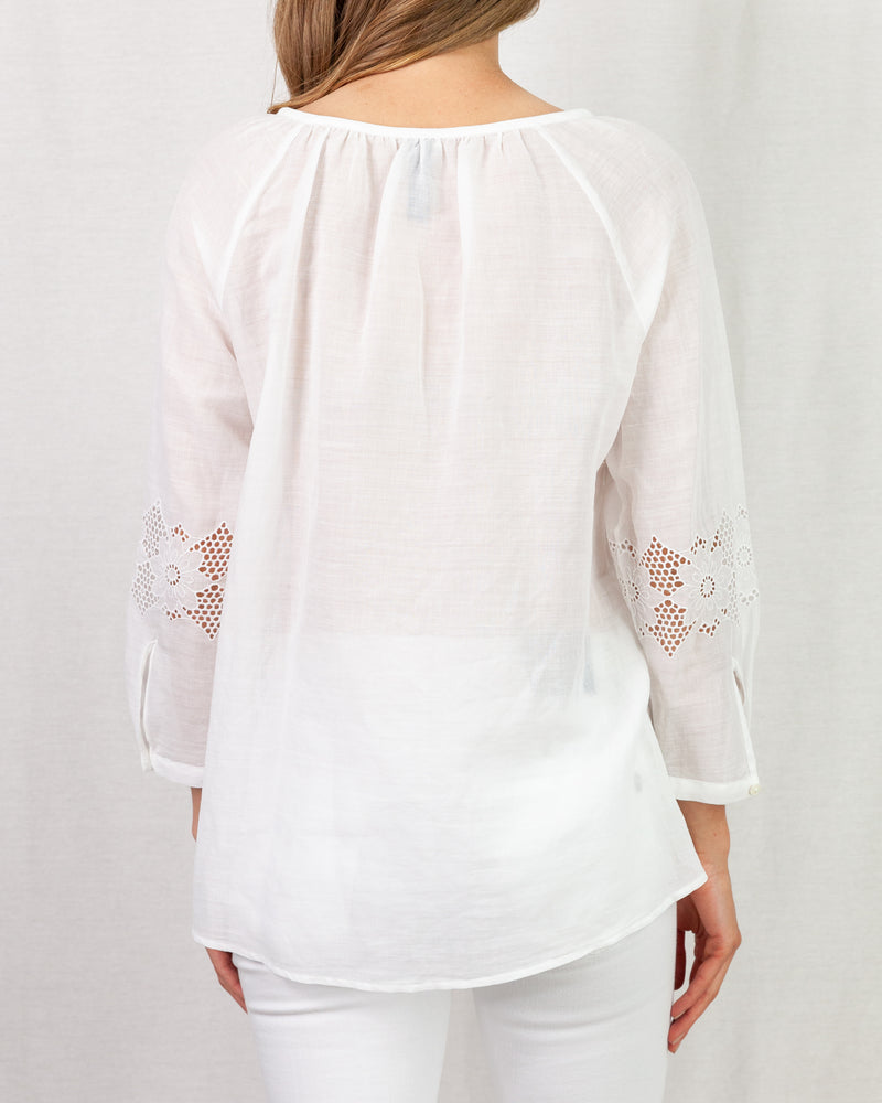 White Broderie Anglaise cotton blouse