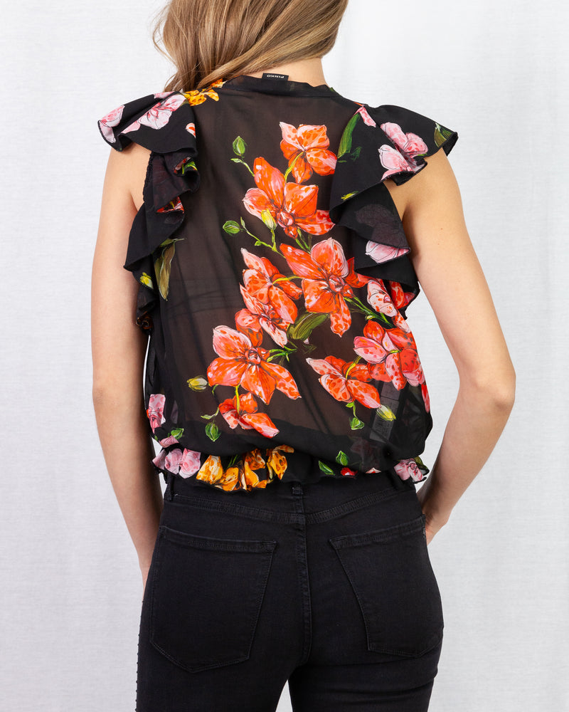 Flamenco floral print blouson blouse