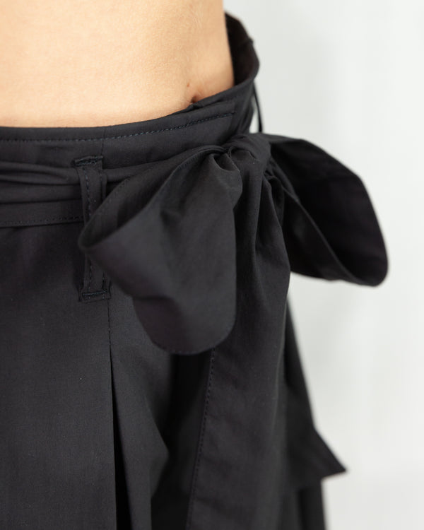 Black High waist, A-line paper bag style short