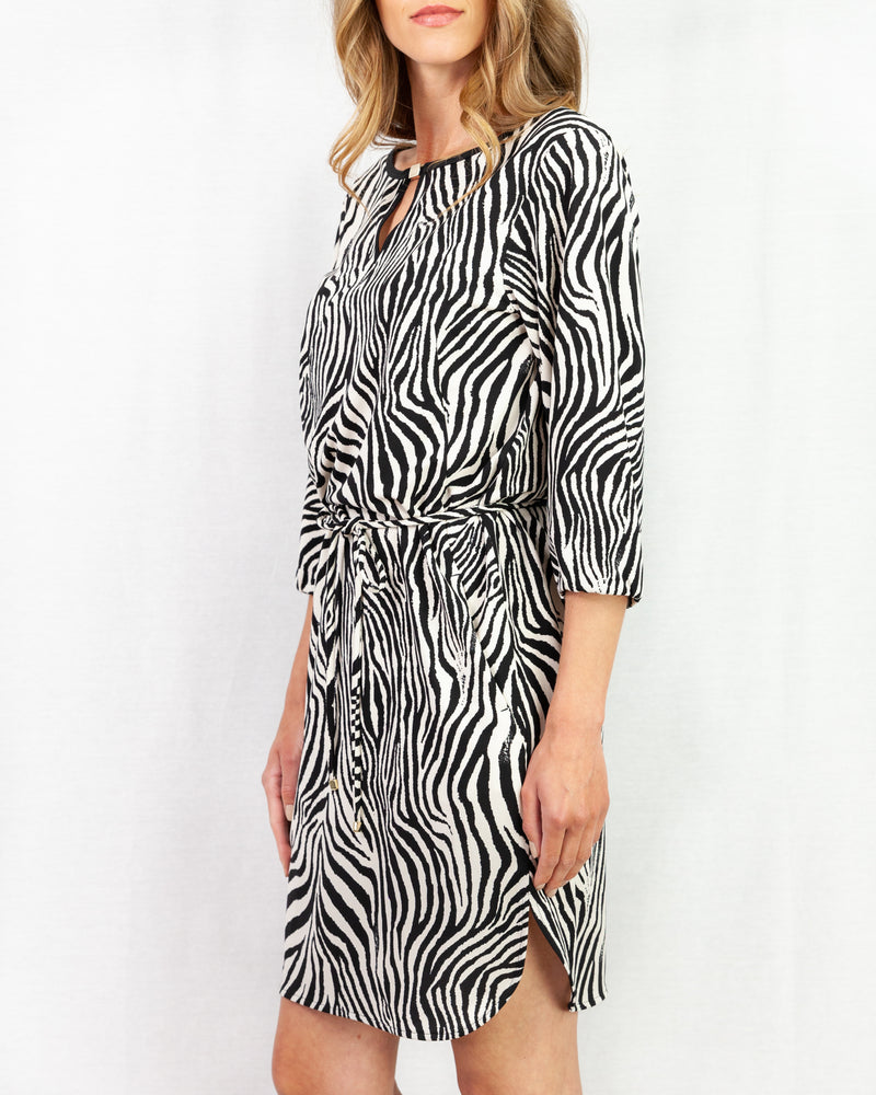 Zebra print jersey shift dress