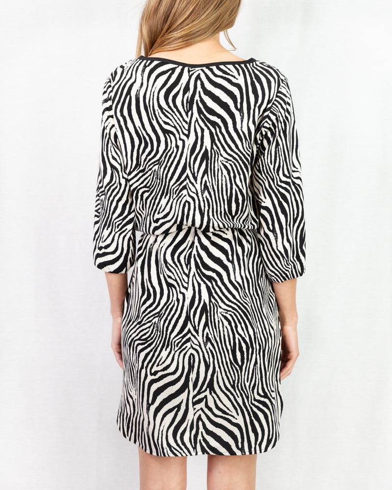 Zebra print jersey shift dress