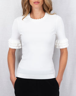 White Slim fit smooth summer knit top