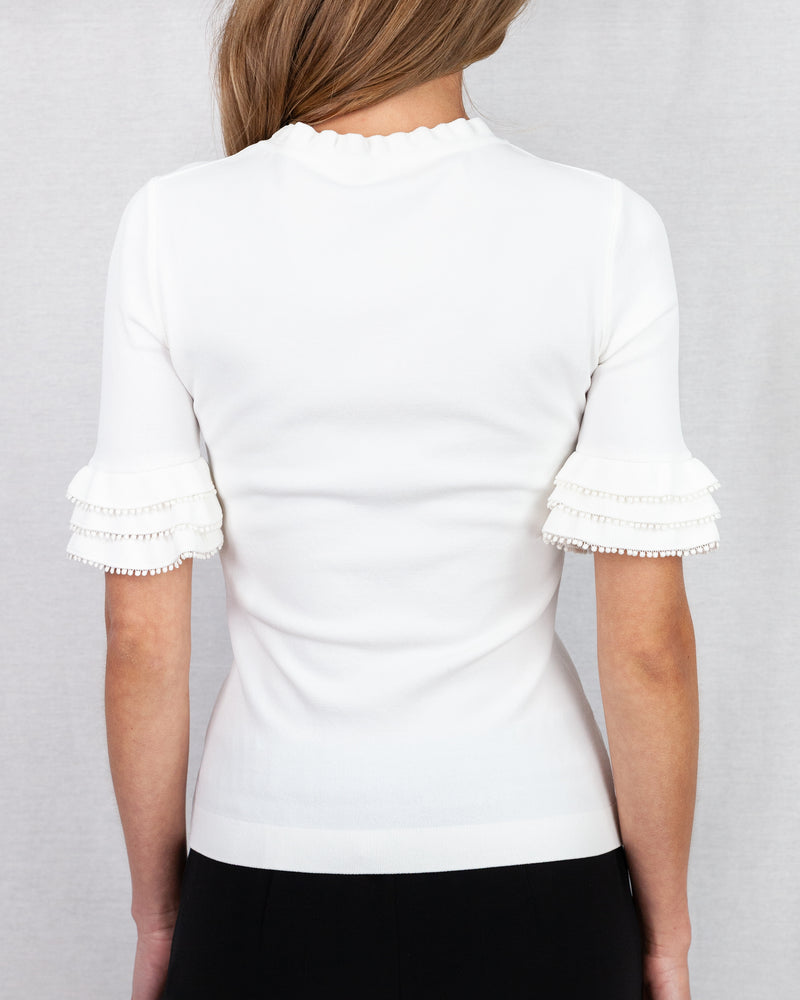 White Slim fit smooth summer knit top