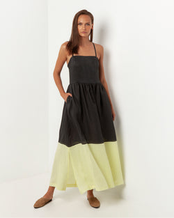 Two Tone Tie Back Maxi Dress