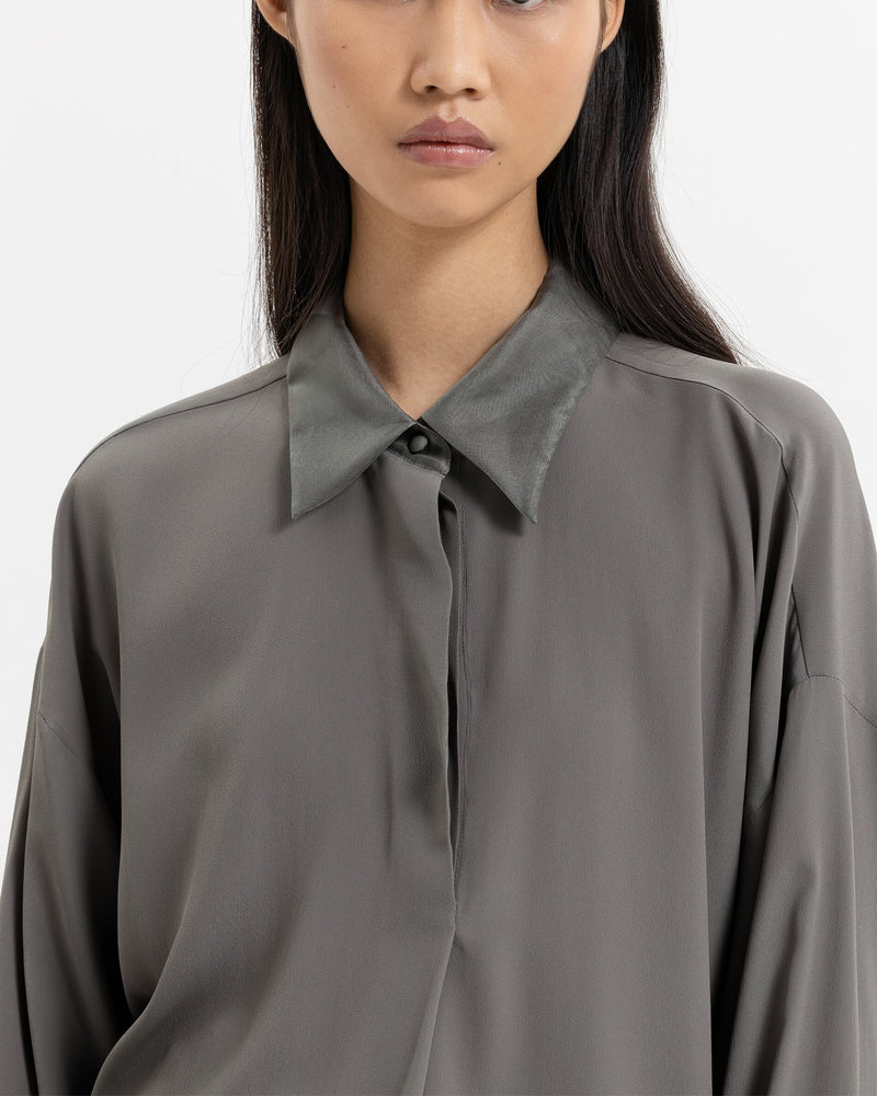 Silk Shirt With Organza Collar & Cuff