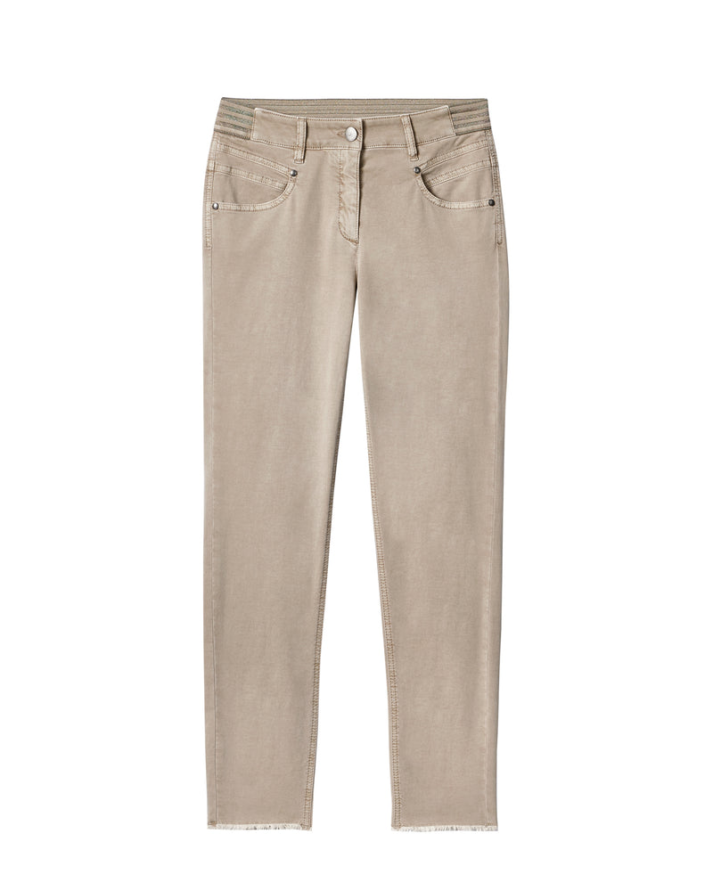 LAST PAIR High-Stretch Beige Denim With Elasticated Waistband