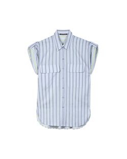 Stripe Shirt With Short Roll Back Sleeve