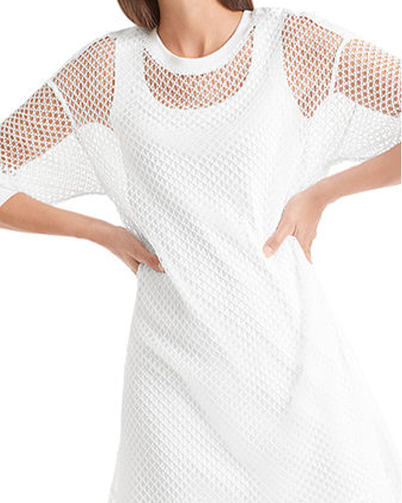 Mesh Dress With Flounce Hem