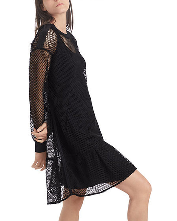 Mesh Dress With Flounce Hem