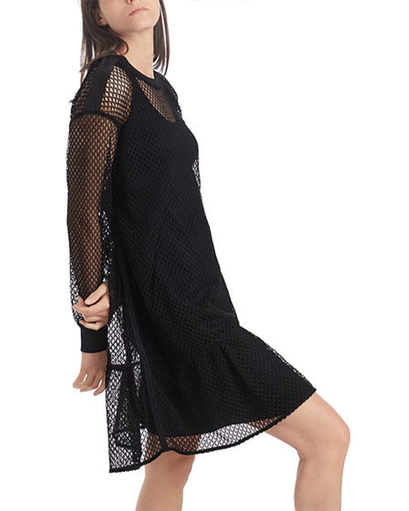 Mesh Dress With Flounce Hem