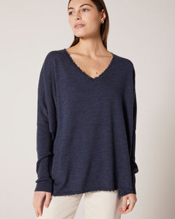 Fray Edge V Neck Light  Sweater