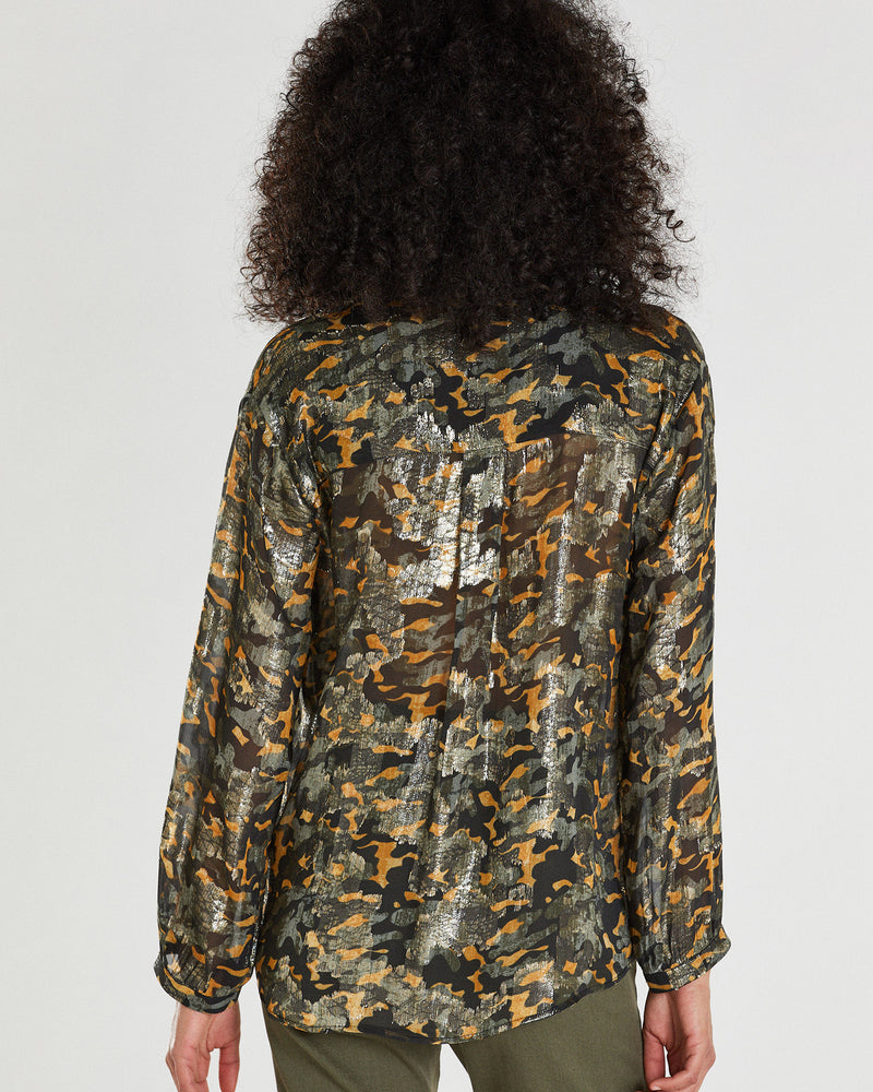 Glossy Camouflage Print Shirt