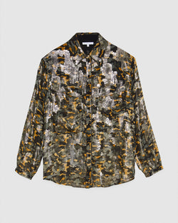 Glossy Camouflage Print Shirt