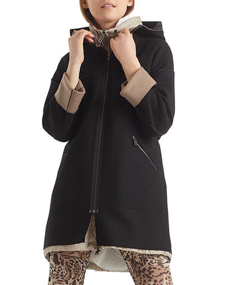 Reversible Camel & Black Wool Coat