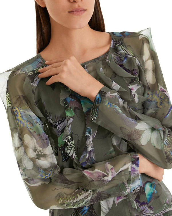 LAST ONE Butterfly Print Ruffle Top