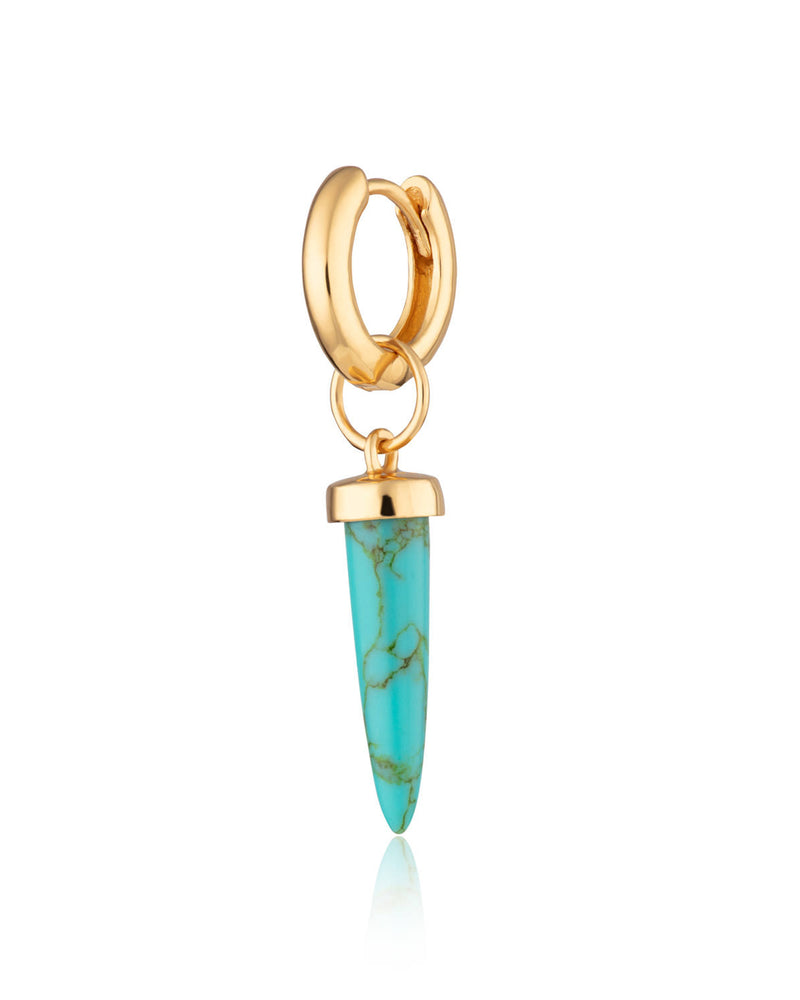 Single Turquoise Spike Huggie