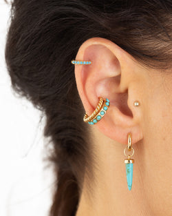 Single Turquoise Spike Huggie