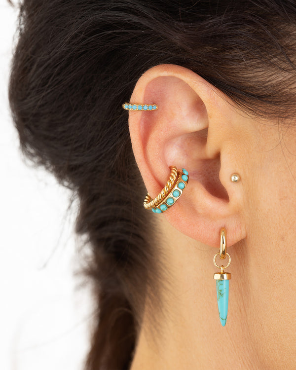 Single Turquoise Spike Huggie