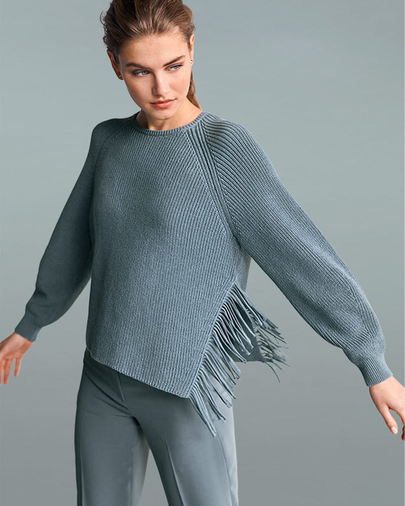 LAST ONE - Slate Fringe Sweater