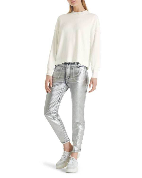 Off White Soft TENCEL™ Sweatshirt With Rib Cuff Sleeve